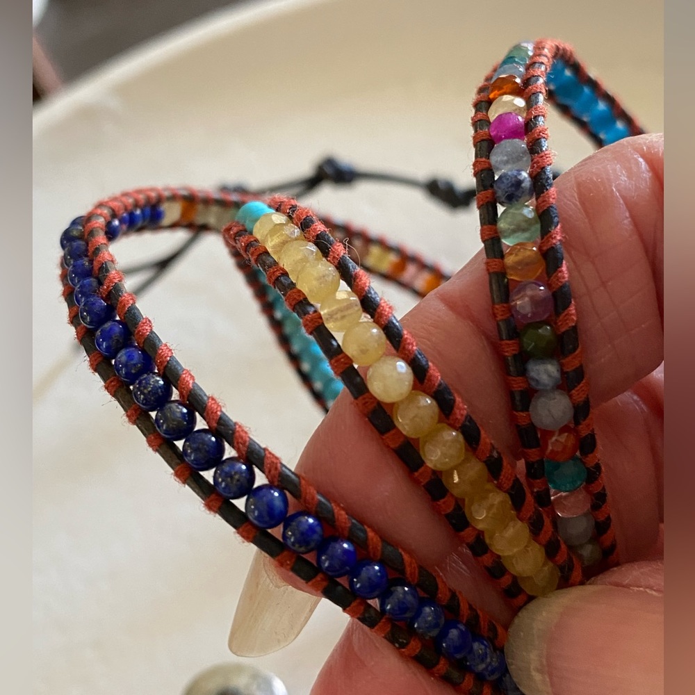 Chan Luu Multi Gemstone 5 Wrap Leather Bracelet - Picture 5 of 7